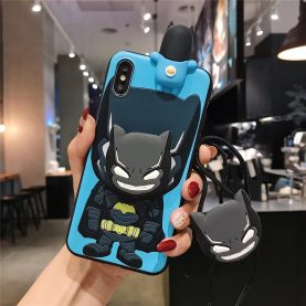 For Samsung Galaxy Case Batman Captain America Iron Man Spider Man Phone Case TPU With Stand Holder Phone Strap Rope
